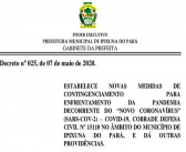 Prefeitura de Ipixuna do Pará, Atende Recomendação do MPPA e Publica Decreto com Novas Regras de Prevenção ao Covid-19